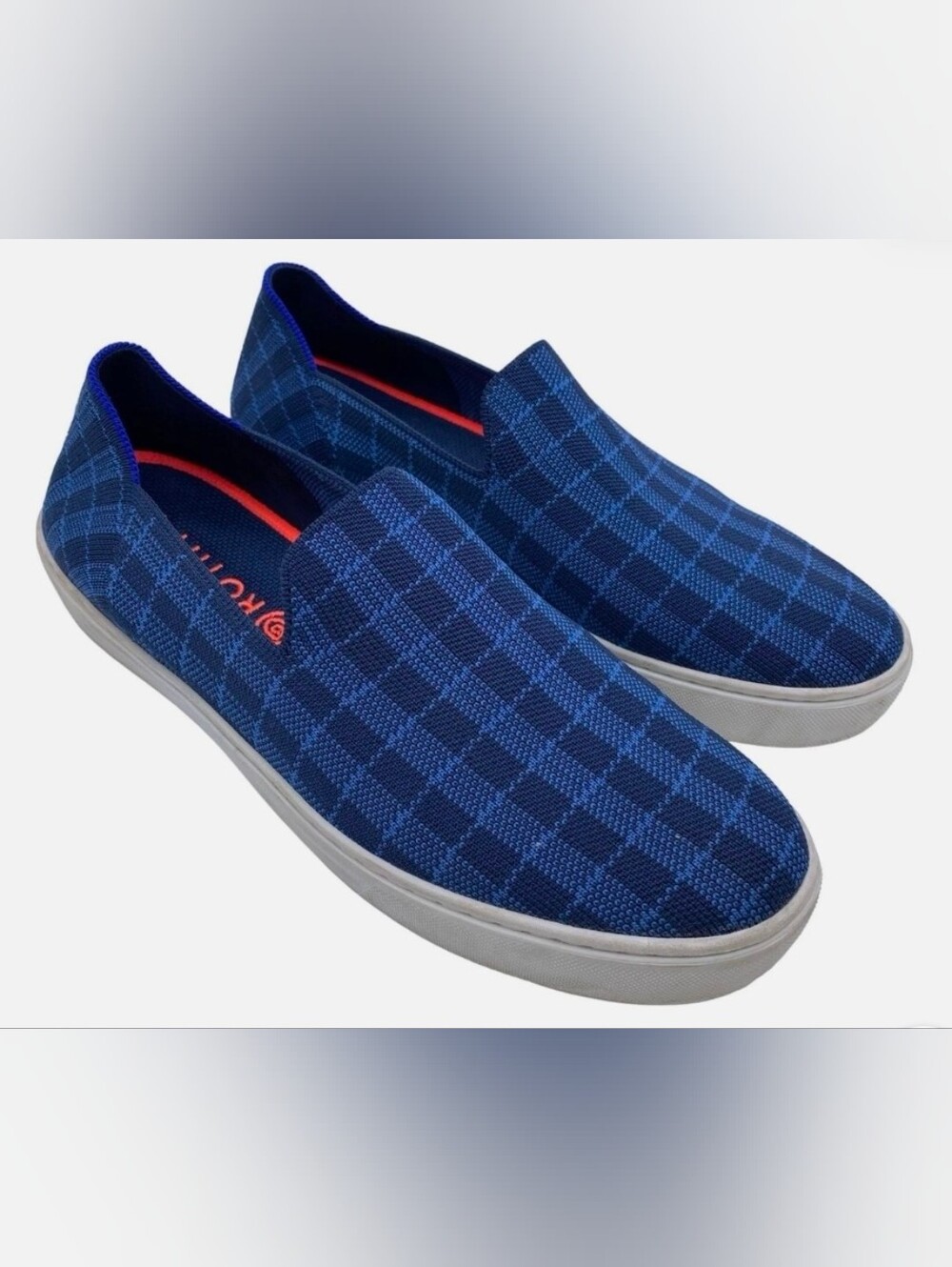 Rothy's The Sneaker Retired Indigo Gingham Slip On Shoes